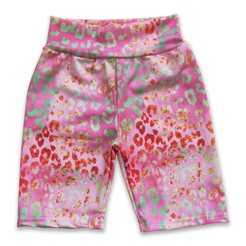 Pink colorful leopard swim material baby girls shorts Bohemian Men's Free