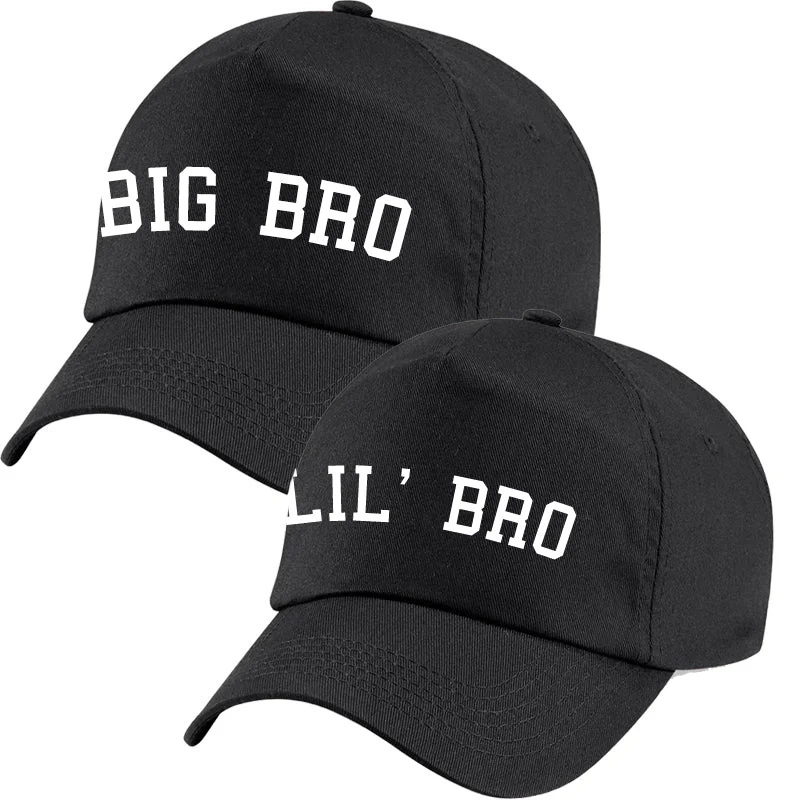 Big Bro & Lil' Bro College Matching Kids Caps Black Streetwear Style