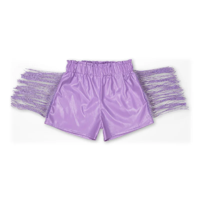 Lavender leather tassels baby girls shorts Sporty Men's Tennis