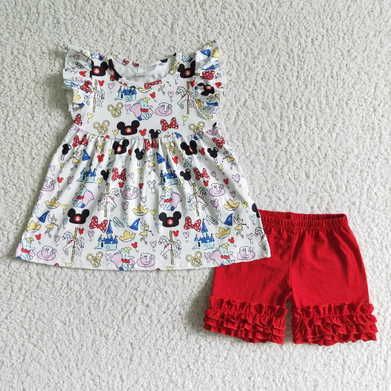 Clearance A15-22 Mickey red shorts suit no moq Laid