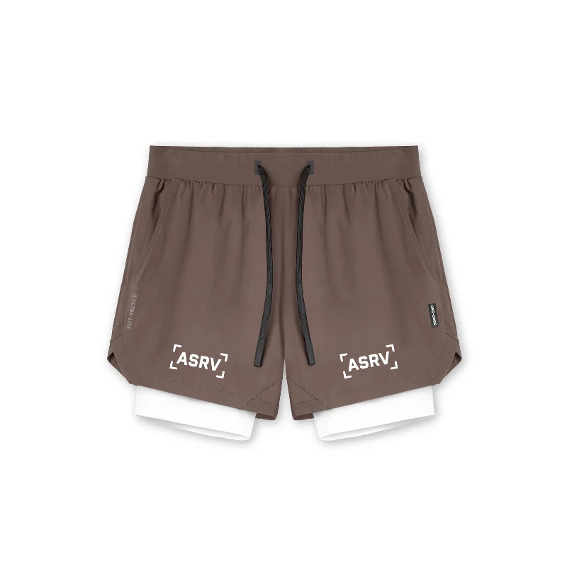 0865. Tetra-Lite® 5" Liner Short - Deep Taupe "Bracket"/White Modern Men's Geometric 0865. Tetra-Lite® 5" Liner Short - Deep Taupe "Bracket"/White Modern Men's Geometric