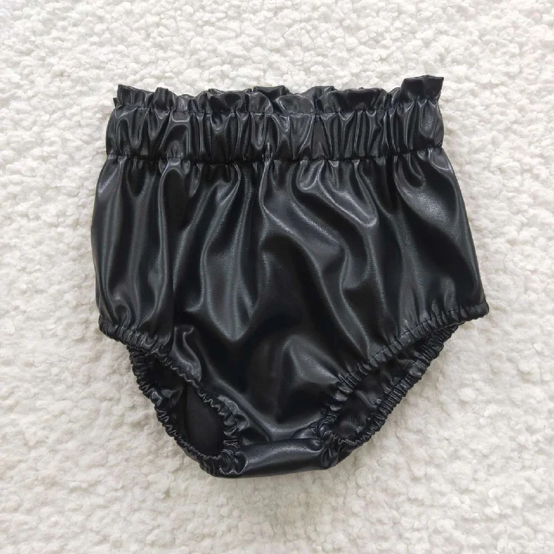 SS0105 Black Leather Girls Bummies Shorts Refined Men's Velvet