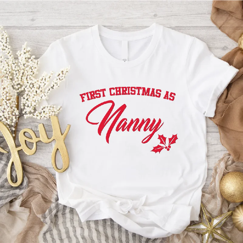 First Christmas As Nanny Classic Script T-shirts Stylish Men's Neon