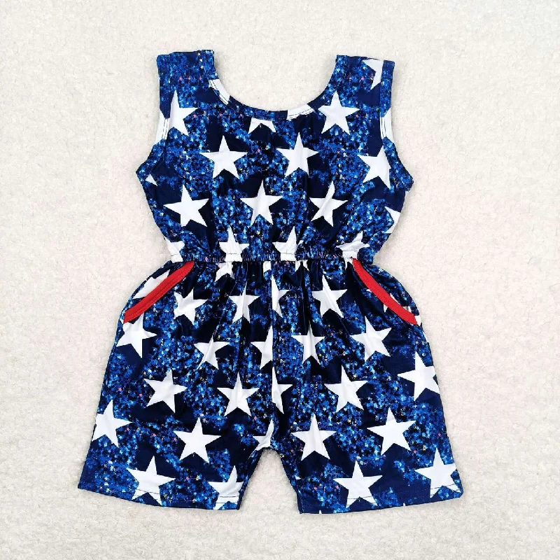 SR0028 Girls National Day beaded pocket vest shorts onesie high quality baby romper Practical Men's Multi
