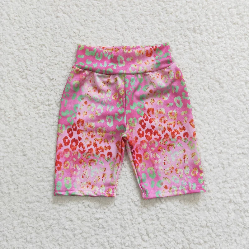 SS0028 Pink Leopard Boys Girls Biker Shorts Tough Men's Tactical