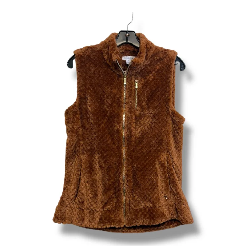 Vest Faux Fur & Sherpa By Calvin Klein In Bronze, Size: M Relaxed Men's Beach
