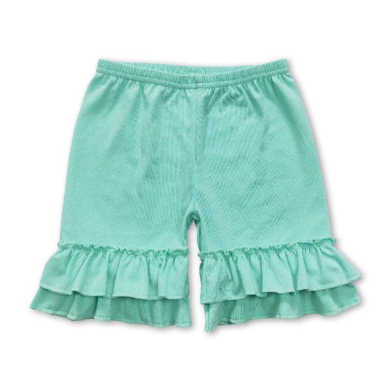 Mint ruffle cotton baby girls summer shorts Beach