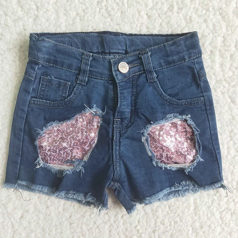 Girl Pink Sequin denim shorts Confident Men's Power