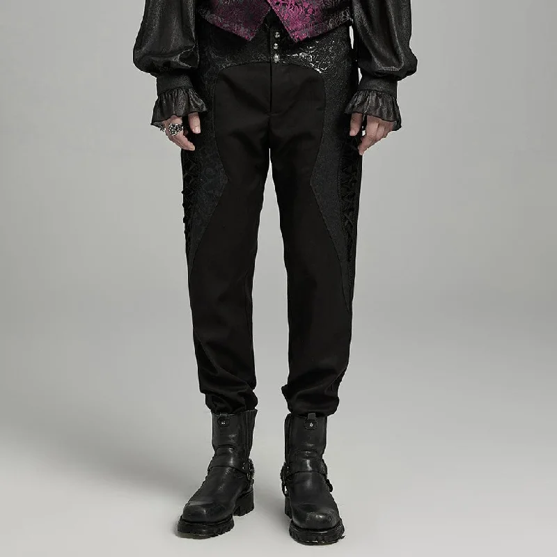 Men's Gothic High-waisted Jacquard Splicing Pants Refined Men's European