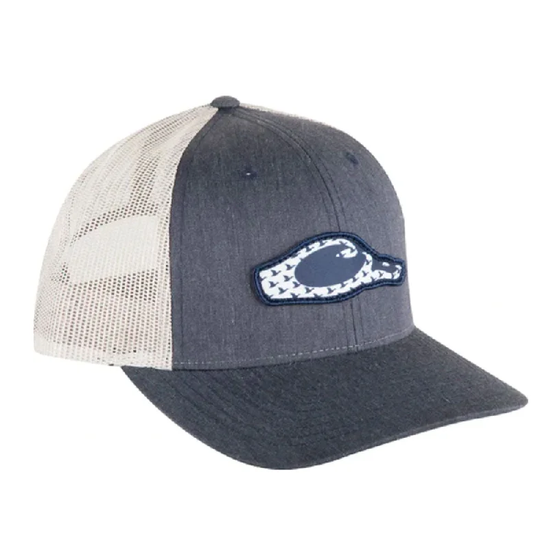 Drake Migrator Snapback Trucker Hat- Heathered Navy and Light Grey Modern Men's 