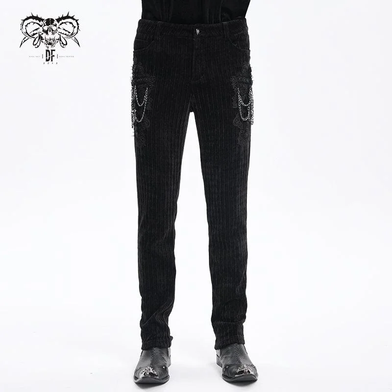 Men's Gothic Chain Crochet Trousers Refined Men's Classic 