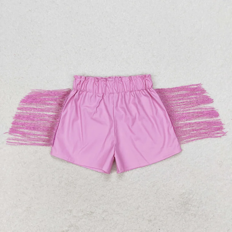 SS0222 Pink glossy leather fringe shorts high quality summer kids custom shorts Sporty Men's Athleisure SS0222 Pink glossy leather fringe shorts high quality summer kids custom shorts Sporty Men's Athleisure