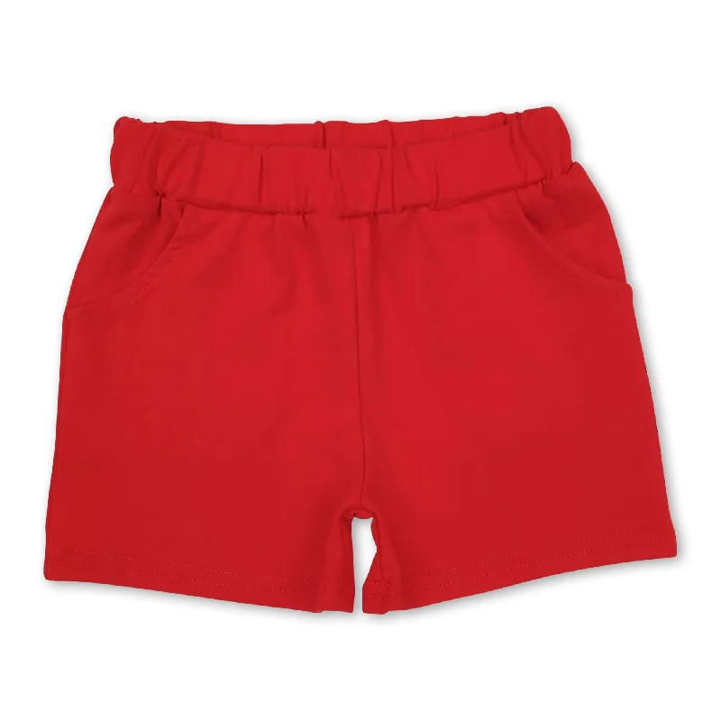 Red cotton pockets boys summer shorts Casual Men's Loose