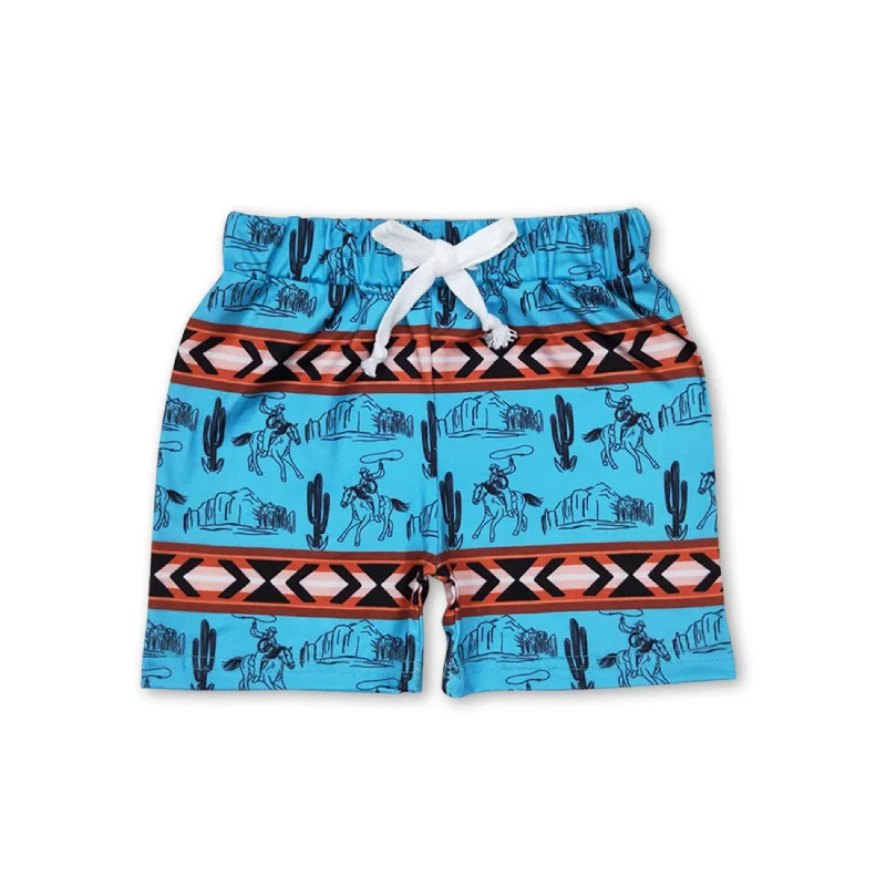 Blue cactus rodeo baby boys summer shorts Sleek Men's Metallic