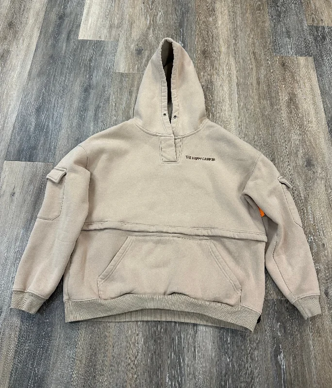 Athletic Sweatshirt Hoodie By The Happy Camper In Tan, Size: M Dynamic Men's Glow