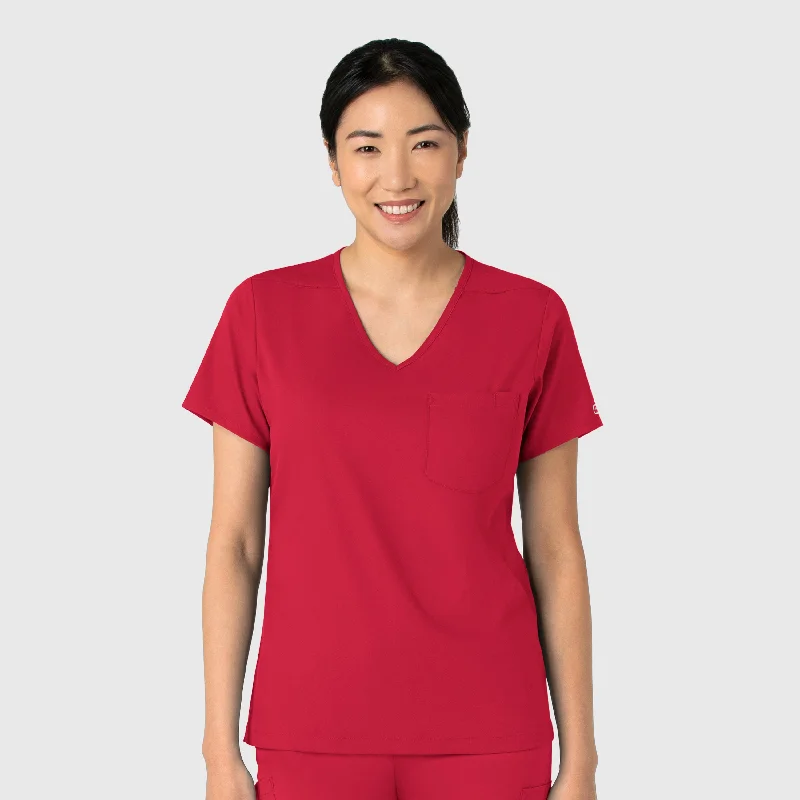 Boundless Women's Tuck-In Scrub Top - Red Cclassic Men's Tweed