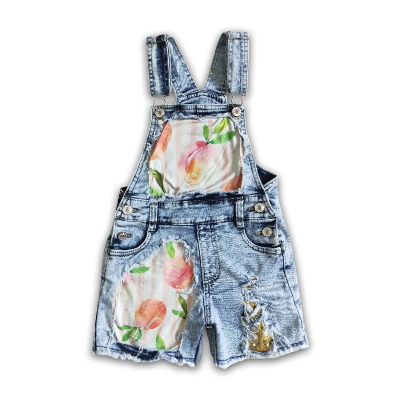Peach sequin denim jeans baby girls overalls Elegant Men's Cashmere