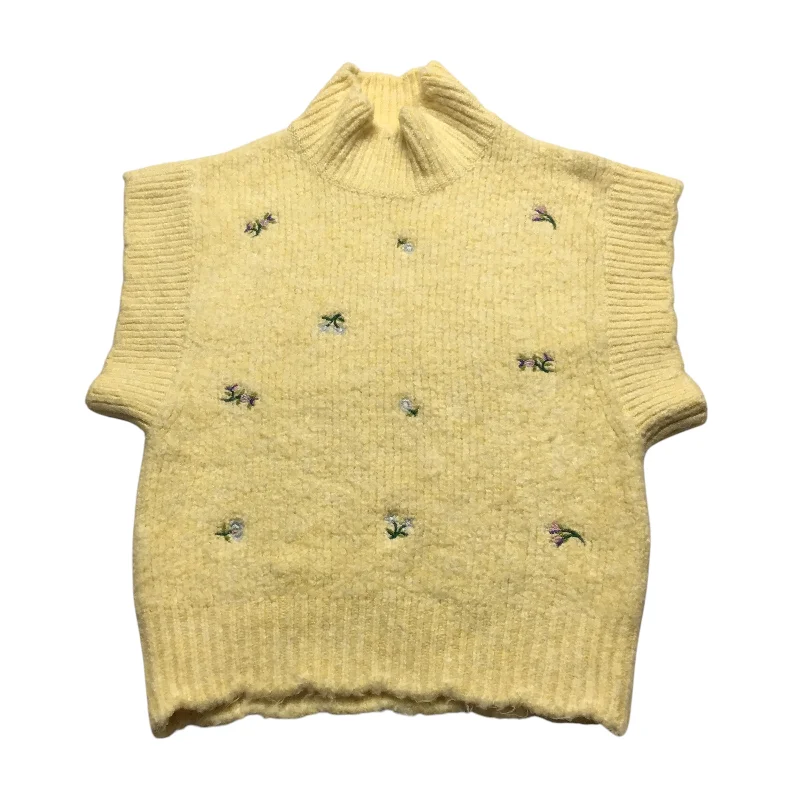 Vest Sweater By Zara In Yellow, Size: S Stylish Men's Tropical 