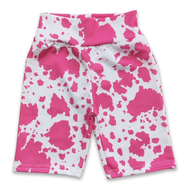 Pink cow print swim material baby girls shorts Casual Men's Loose