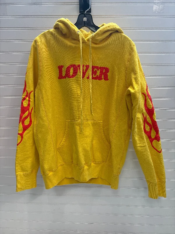 Sweatshirt Hoodie By Bianca Chandon In Red & Yellow, Size: M Sleek Men's Contemporary 