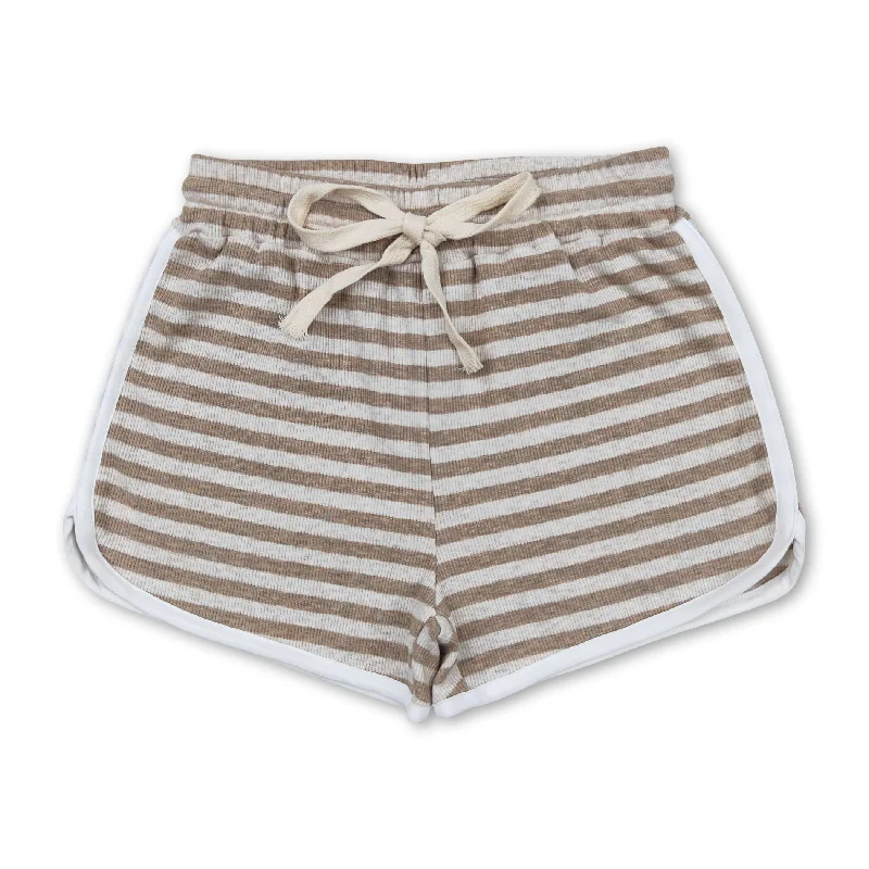 Khaki stripe cotton toddler girls summer shorts Classic Men's Pin