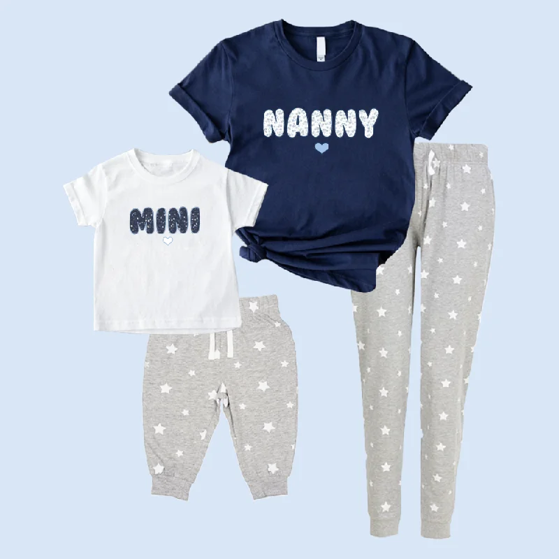 Nanny & Mini Ditsy Floral Matching Grey Star Pyjamas Dynamic Men's High