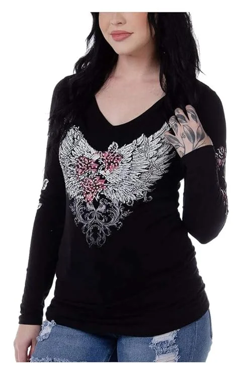Women's Barbed Wire and Roses Long Sleeve Sleek Men's Contemporary 