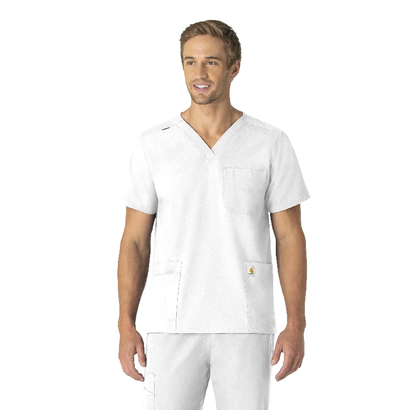 Carhartt Force Essentials Unisex V-Neck 6-Pocket Scrub Top - White Cool Men's Skate