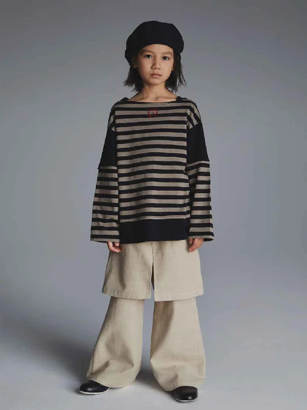 Beige Layered Pants Artistic Men's Hand