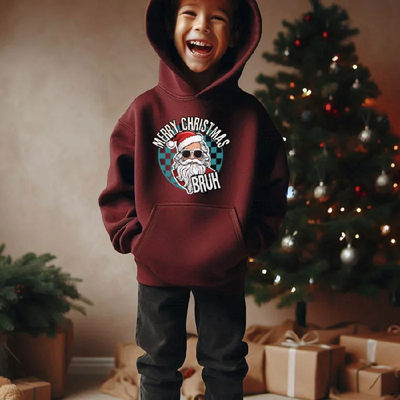 Merry Christmas Bruh Kids Hoodie Traditional Men's Wool