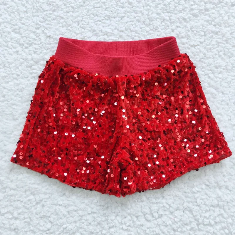 SS0098 Red Sequin Kids Shorts Pants Dapper Men's Bow