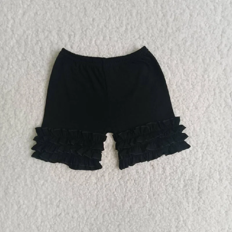 A16-3 Black Ruffles Summer Girls Shorts Refined Men's Classic 