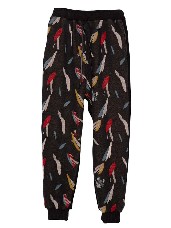 Black Flowers JQ Pants Youthful Men's Anime