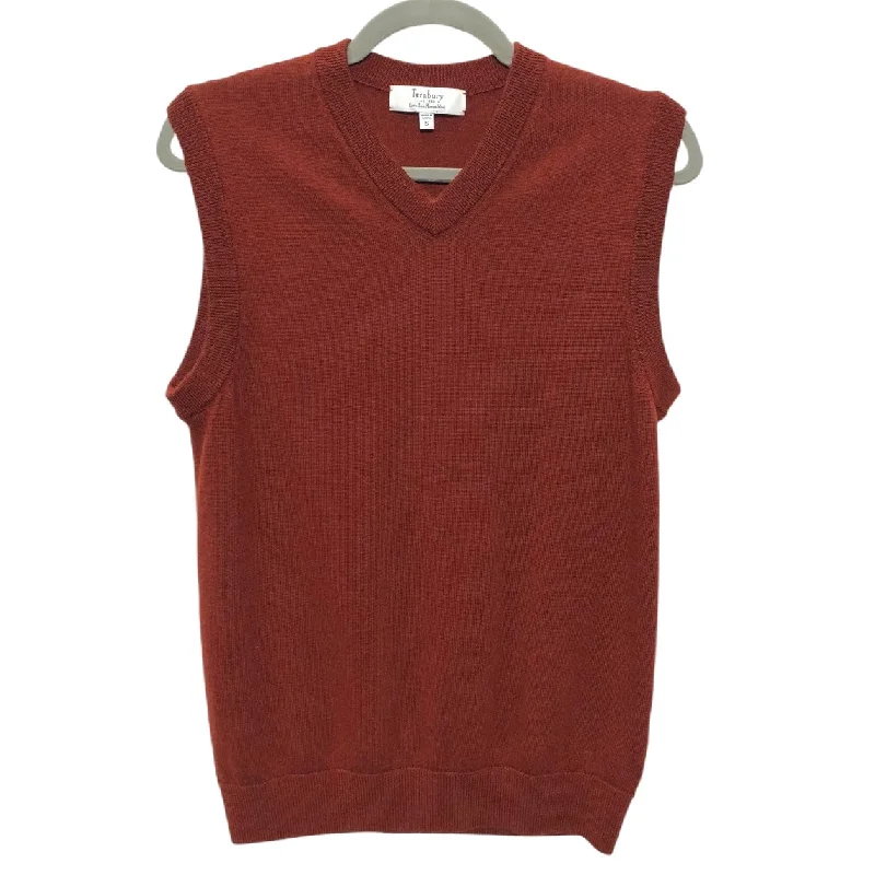 Vest Sweater By Cmc In Brown & Red, Size: S Tailored