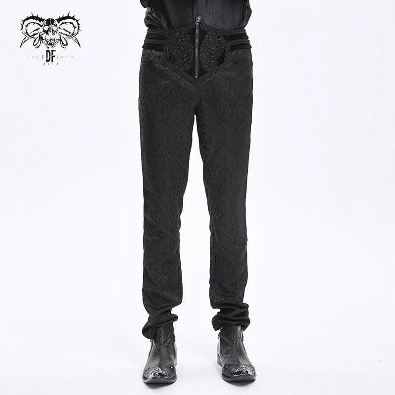 Men's Gothic Floral Branded Zip Trousers Modern Men's Tech