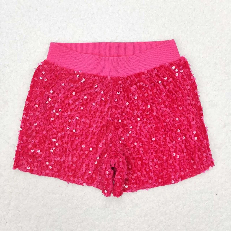SS0351 Rose red sequined shorts high quality baby girl clothes 6-12 month Sophisticated Men's French SS0351 Rose red sequined shorts high quality baby girl clothes 6-12 month Sophisticated Men's French
