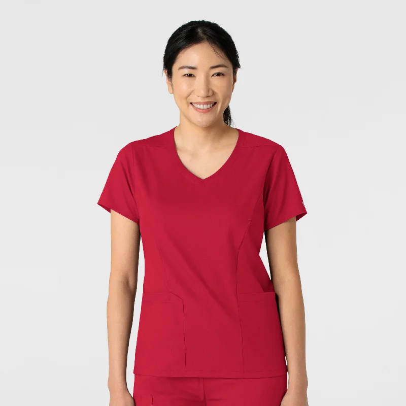 Boundless Women's 2-Pocket V-Neck Scrub Top - Red Trendy Men's Bucket