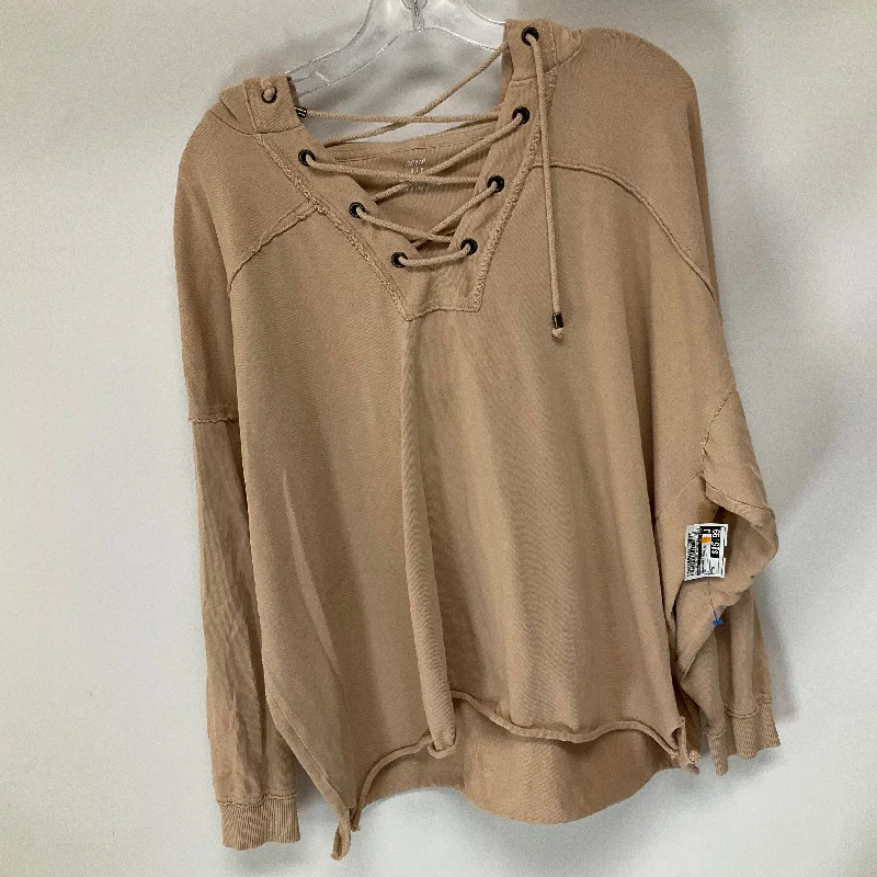 Sweatshirt Hoodie By Aerie In Tan, Size: S Casual Men's Loose