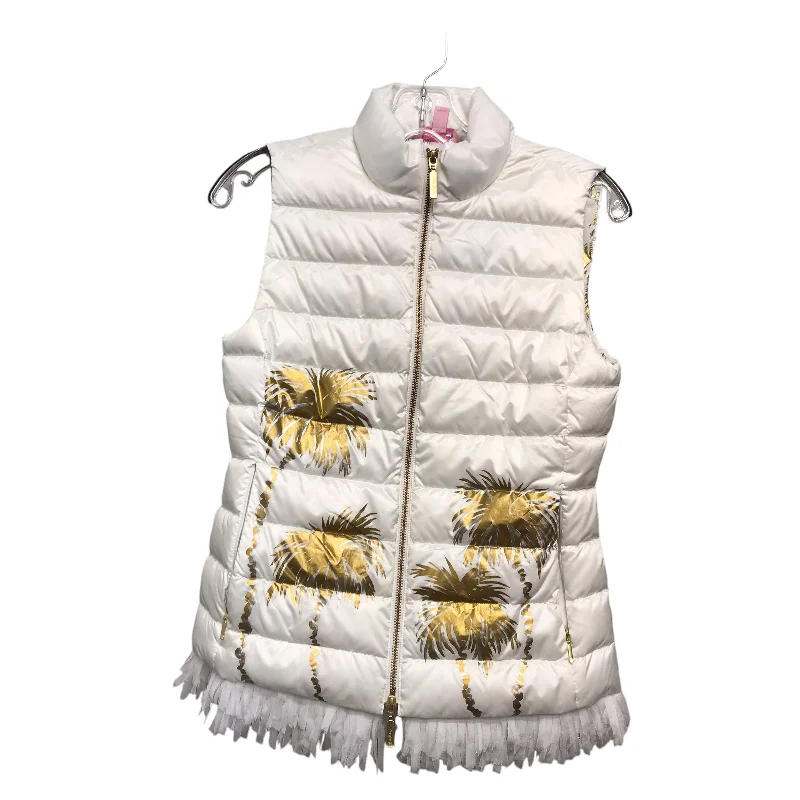 Vest Designer By Lilly Pulitzer In Gold & White, Size:Xs Luxurious Men's High