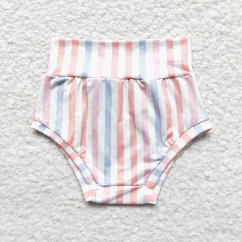 SS0044  Pink Stripes Girls Bummies Shorts Minimalist Men's Casual 