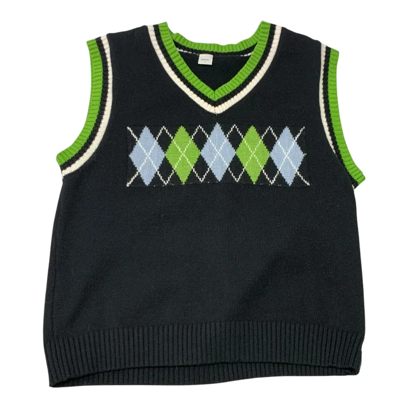 Vest Sweater By Clothes Mentor In Black & Green, Size: L Cozy Men's Winter
