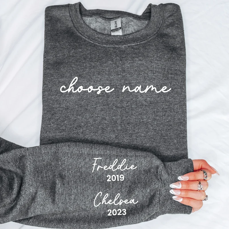 On My Sleeve Choose Your Name Personalised Sweatshirt Masculine Men's Thick