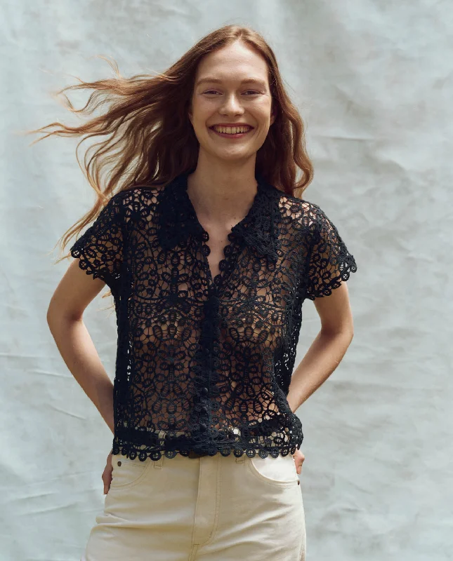 The Lattice Top. -- Navy Vintage Men's 1970S Disco