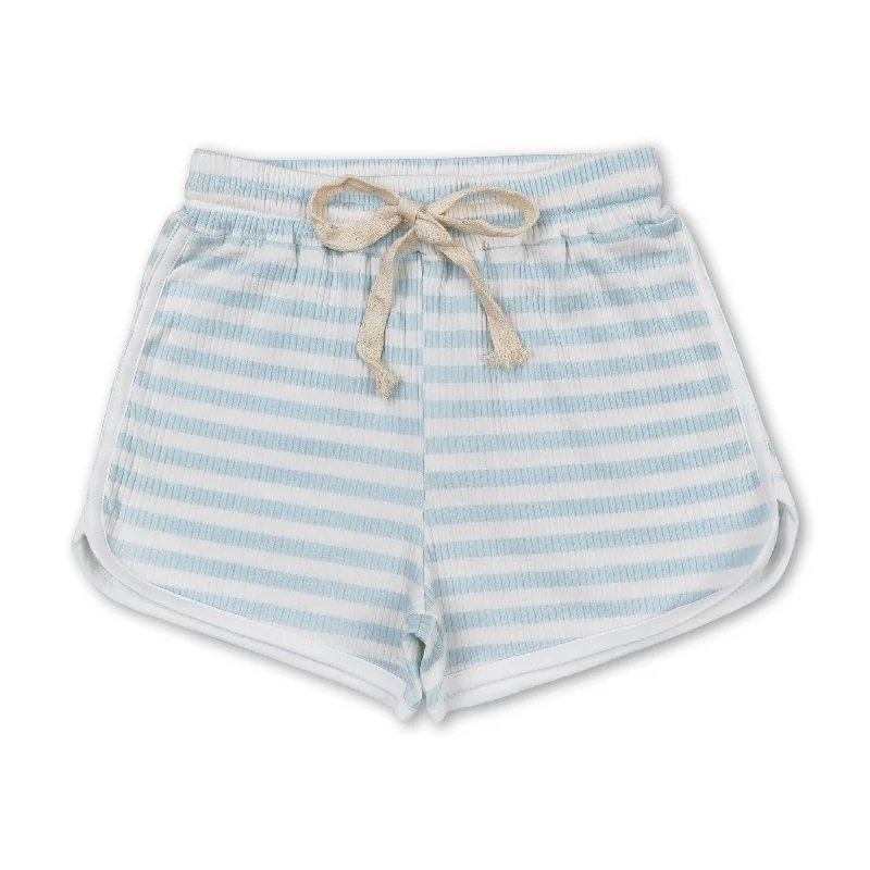 White aqua stripe cotton toddler girls summer shorts Traditional Men's Country