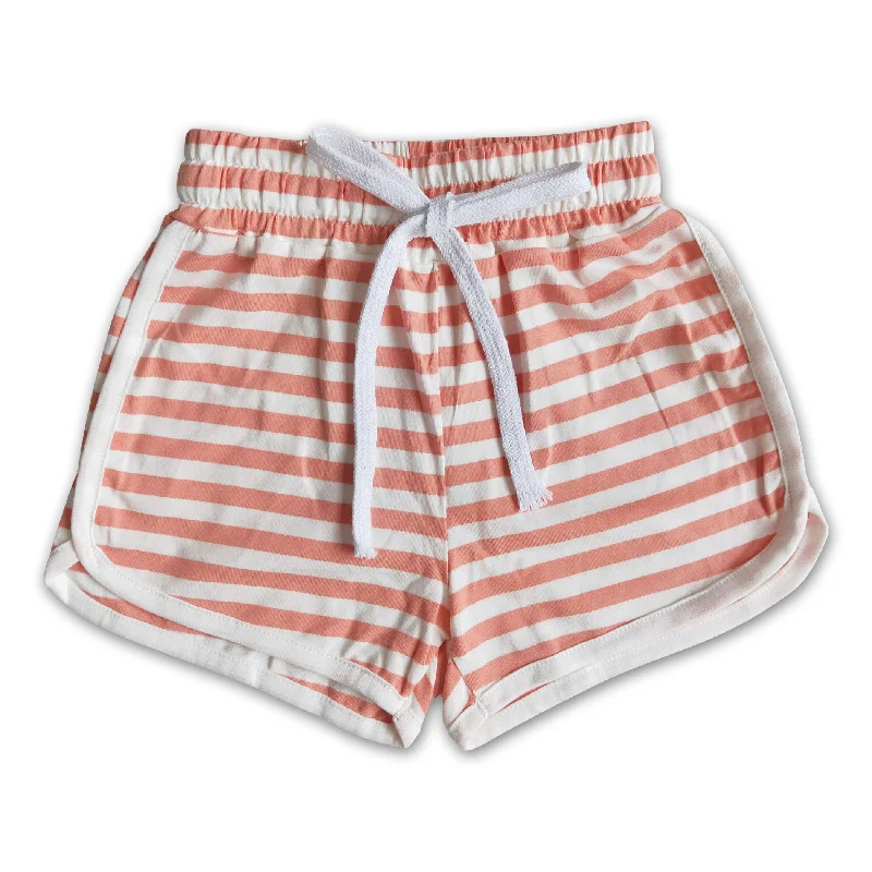 High quanlity cotton peach white stripe drawstring girls summer shorts Modern Men's Tech High quanlity cotton peach white stripe drawstring girls summer shorts Modern Men's Tech