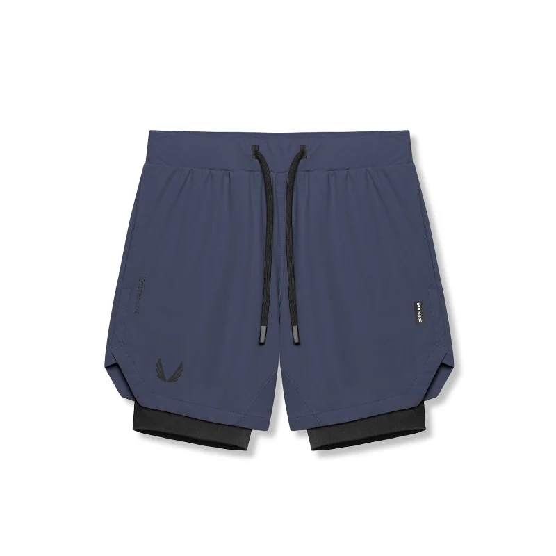 0866. Tetra-Lite® 7" Liner Short - Navy "Wings"/Black Trendy Men's Oversized
