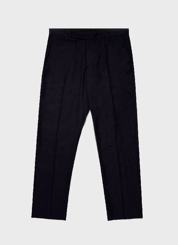 Men's Lightweight Travel Wool Trouser in Navy Polished Men's Silk