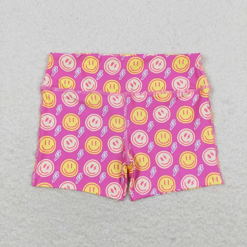 SS0217 Smiley face Lightning rose red shorts high quality children applique clothing Tough Men's Tactical