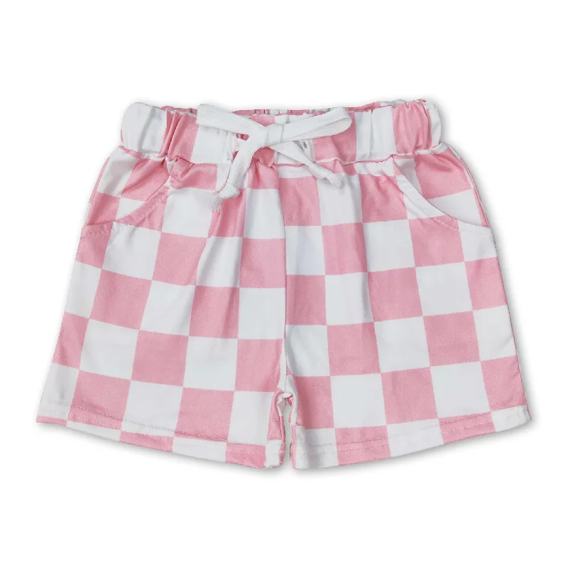 Pink plaid pockets baby kids summer shorts Trendy Men's Bucket
