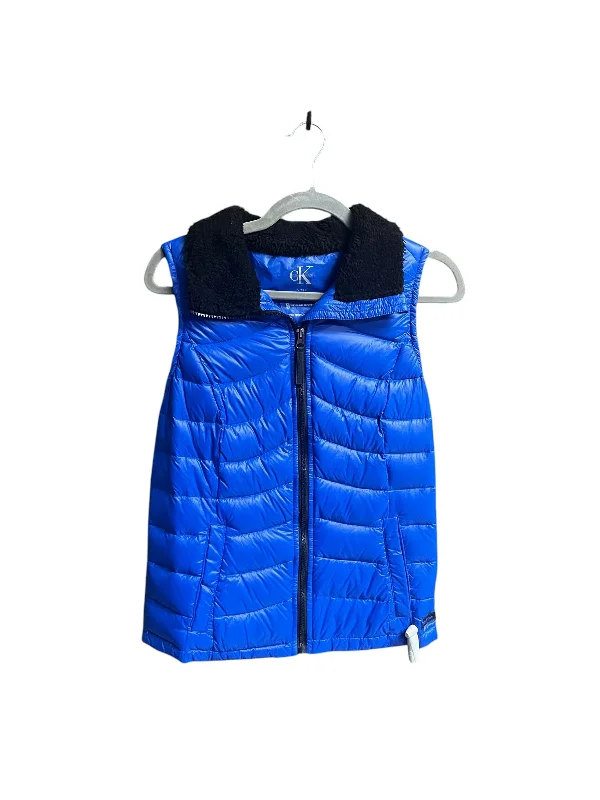 Vest Puffer & Quilted By Calvin Klein In Black & Blue, Size: S Casual Men's Loose